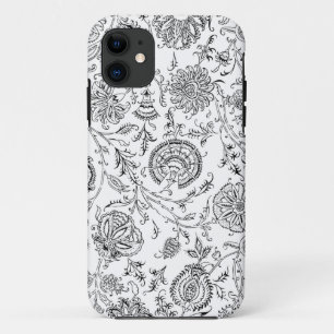 Black & White Flower Pattern iPhone 11 Case
