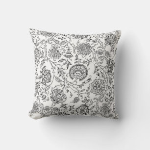 Black & White Flower Pattern Cushion