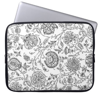 Black & White Flower Pattern Laptop Sleeve