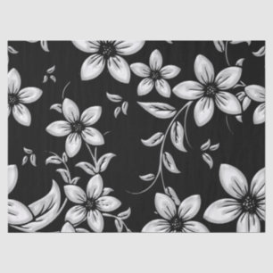 Black & White Flower Pattern Tissue Paper