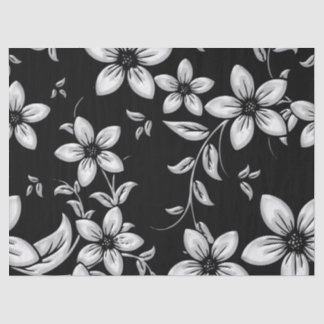 Black & White Flower Pattern Tissue Paper