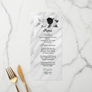 black & white flowers beautiful wedding  menu