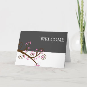 Black White Flowers Brown Branch Cute Welcome Than Thank You Card