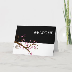Black White Flowers Brown Branch Cute Welcome Thank You Card