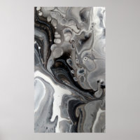 Black White Fluid Marble Abstract Grey Silver