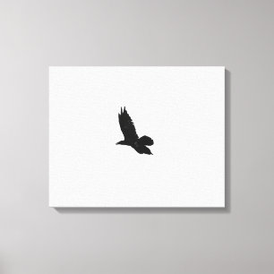 Black & White Flying Black Raven 16x20 Canvas Print