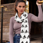Black White Flying Witch Pattern Halloween Scarf<br><div class="desc">Black White Flying Witch Pattern Halloween Scarf</div>