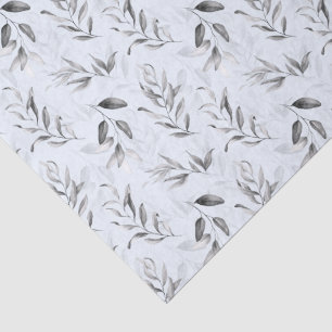 Black White Foliage on Blue Tint Baby Boy Shower Tissue Paper