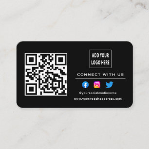 Black White Follow Scan To Connect With Us QR Code Business Card
