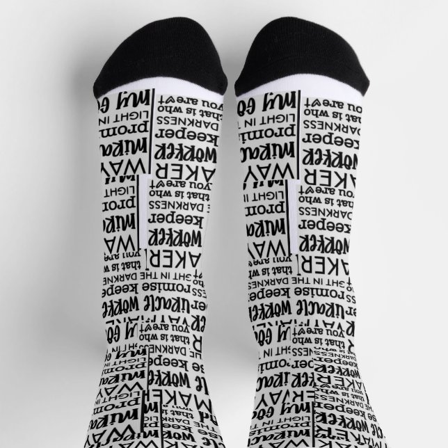 BLACK & WHITE FONT DISIGN Crew Socks (Top)
