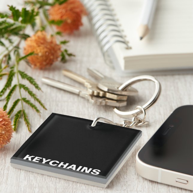Black White Fonts Keychain (Front Right)