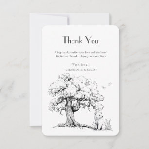 Black & White Forest Bear Baby Shower Thank You Card