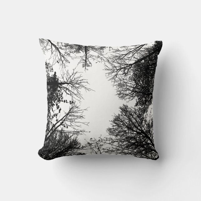 Black & White Forest Canopy Cushion (Front)