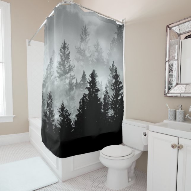 Black & White Forest Dream #2 #wall #decor #art  Shower Curtain (In Situ)