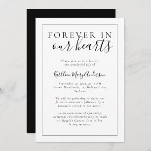 Black White Forever in Our Hearts   Memorial Invitation