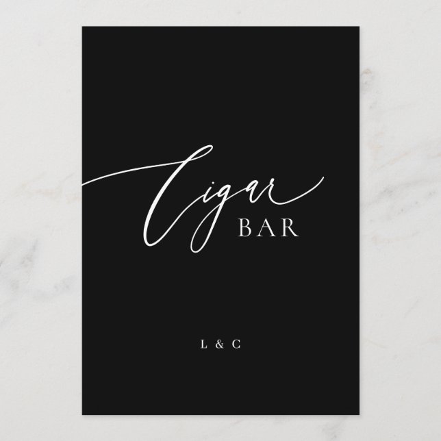 Black White Formal 5 x 7 Wedding OPEN Bar Sign (Front)