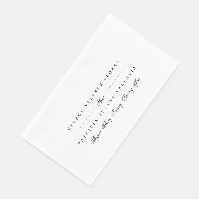 Black & White Formal Calligraphy Elegant Wedding Napkin (Corner)