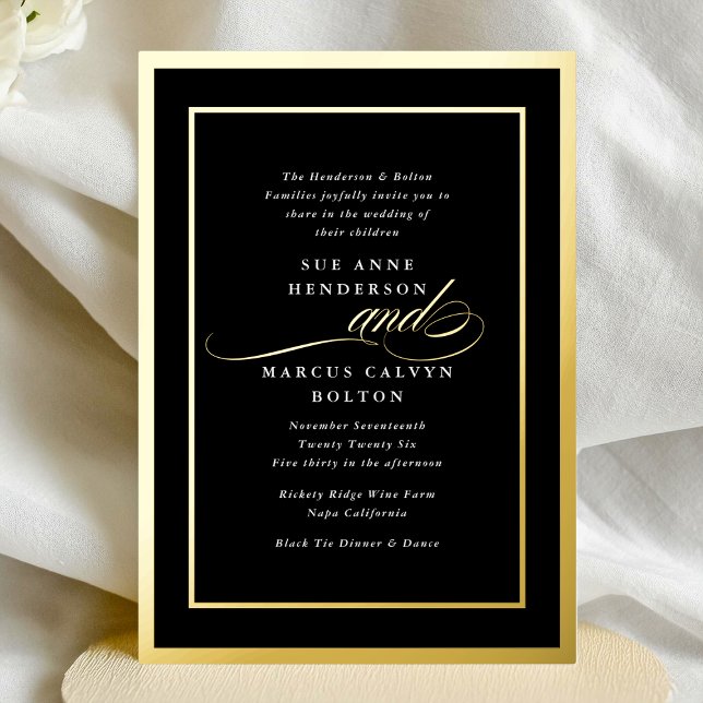 Black White Formal Calligraphy Gold Frame Wedding (Creator Uploaded)