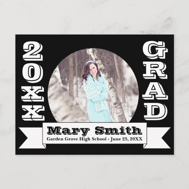 Black & White Formal Graduation Announcement (Front)