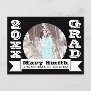 Black & White Formal Graduation Announcement Postcard