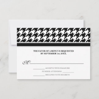 Black White Formal Houndstooth RSVP Reply Cards