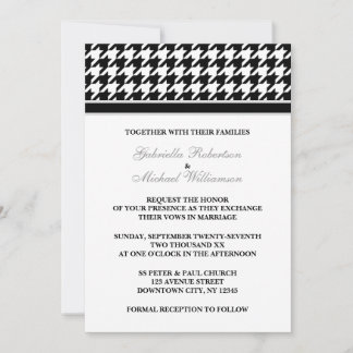 Black White Formal Houndstooth Wedding Invitations