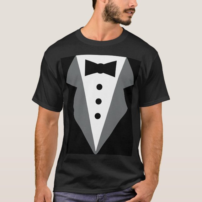Black White Formal Tuxedo  T-Shirt (Front)