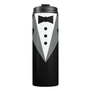 Black White Formal Tuxedo Wedding Thermal Tumbler