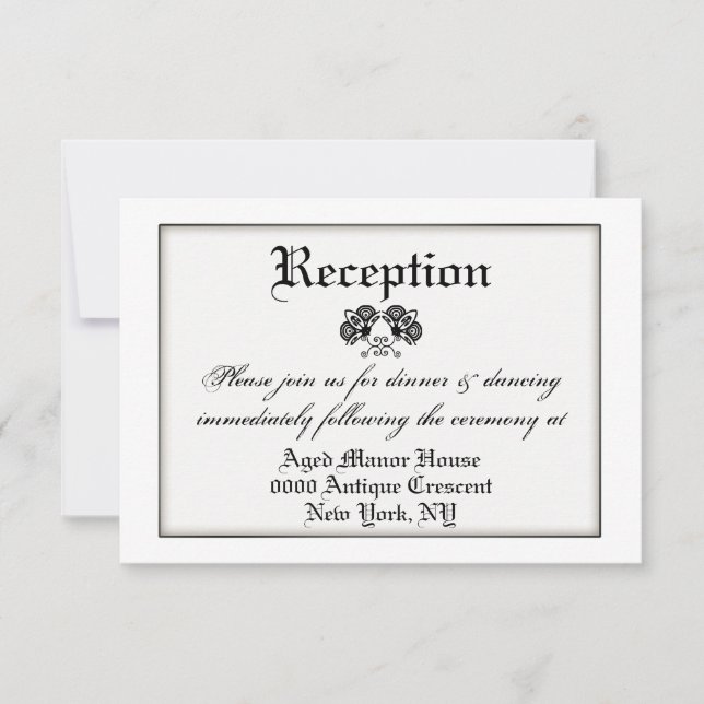 Black white formal vintage wedding invitation (Front)