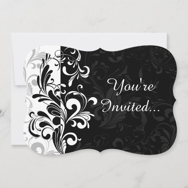 Black White Fountain Swirl Party Invitation (Front)
