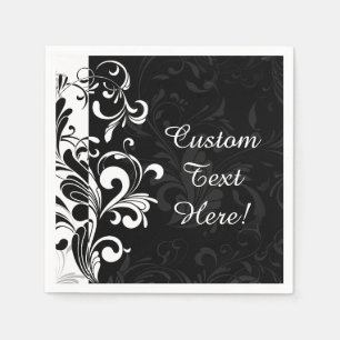 Black White Fountain Swirl Party Napkin