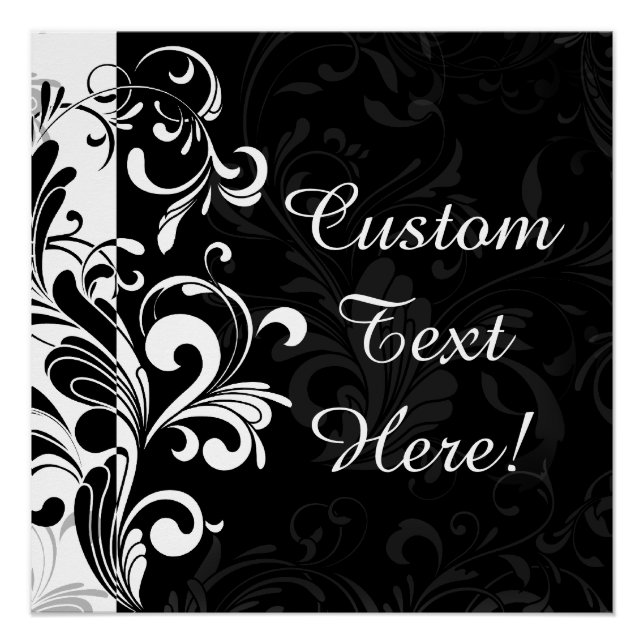 Black White Fountain Swirl Party Poster (Front)