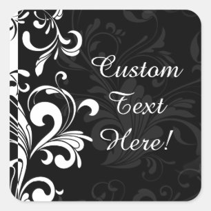 Black White Fountain Swirl Party Square Sticker