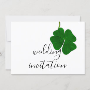 Black White Four-leaved Clover Minialism Green Invitation