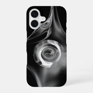 BLACK WHITE FRACTAL ROSE iPhone 16 CASE