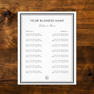 Black White Frame Border Restaurant Cafe Takeout Flyer