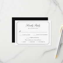 black & white frame meal choice RSVP card