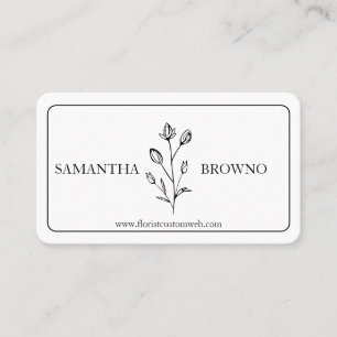Black White Framed Flower Business Card