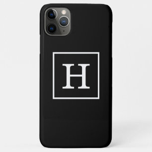 Black White Framed Initial Monogram iPhone 11 Pro Max Case