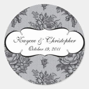 Black & White French Lace Wedding Sticker
