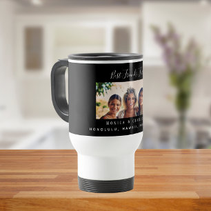 Black white friends forever photo travel mug