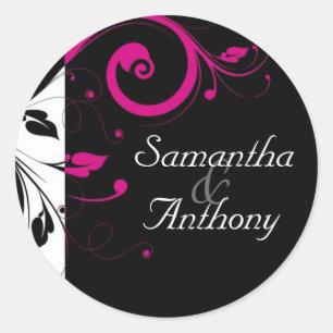 Black, White, Fuchsia Swirl Matching Envelope Seal
