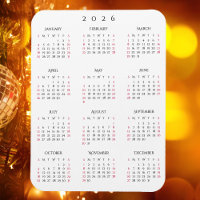Black White Full Year 2026 Calendar Fridge Kitchen