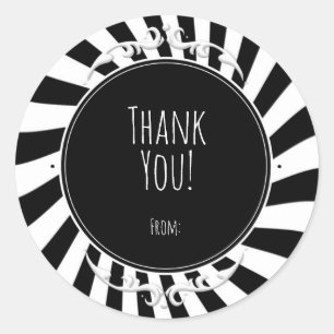 Black White Fun Whimsical Stripes Halloween Party Classic Round Sticker