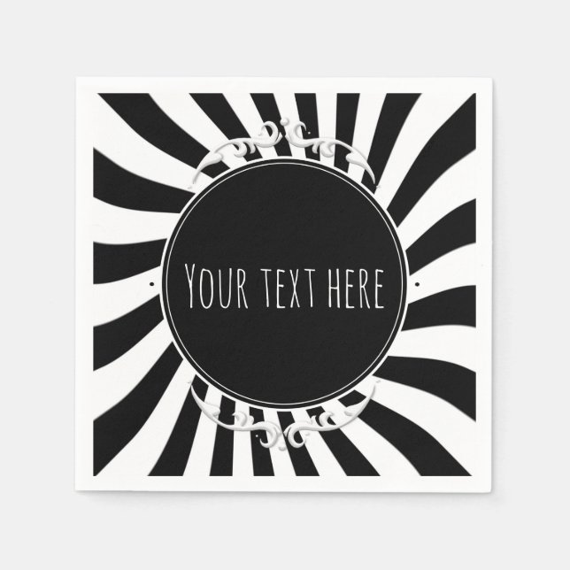 Black White Fun Whimsical Stripes Halloween Party Napkin (Front)