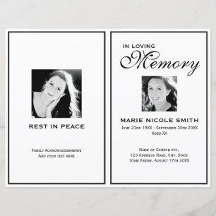 Black & White Funeral Order of Service Program