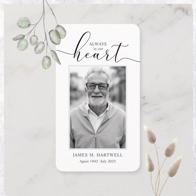 Black & White Funeral Photo Sympathy Modern Business Card (Creator Uploaded)