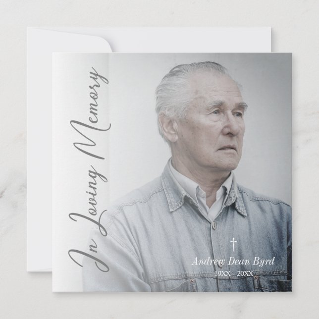 Black & White Funeral Service Dear Ones Photo Card (Front)