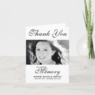 Black & White Funeral Thank You Personalised Photo Card
