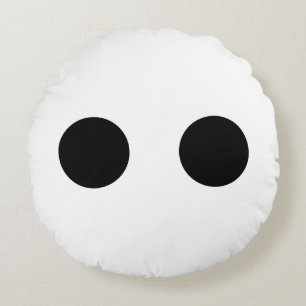 Black White Funny Cute Face Eyes Stylish Cool Round Cushion